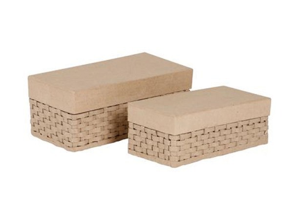 Pappmache Decopatch Pappmaché-Box geflochten 2er Set