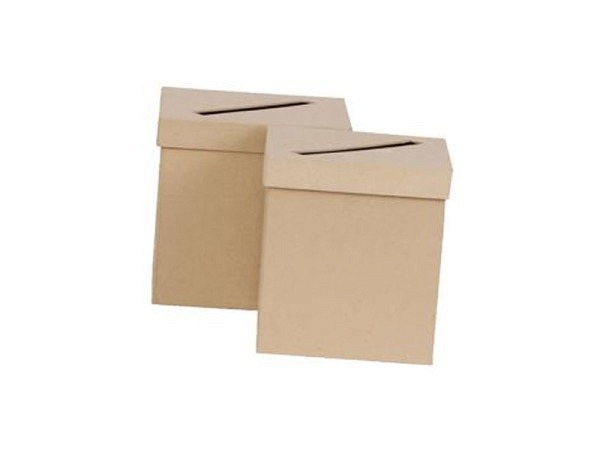 Pappmache Decopatch Pappmaché Briefkasten quadratisch mit Schlitz, 2er Set