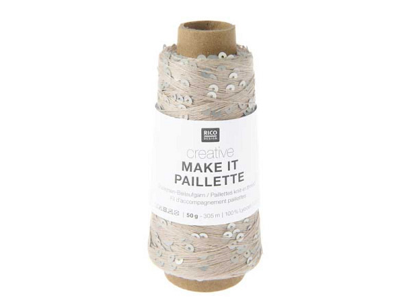 Faden Rico Design Garn make it Paillette silber