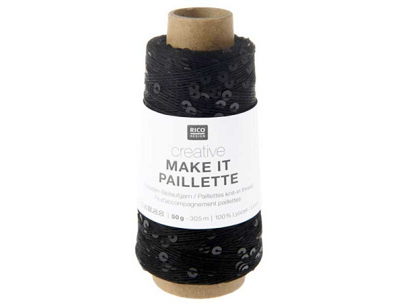 Faden Rico Design Garn make it Paillette schwarz matt