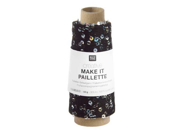 Faden Rico Design Garn make it Paillette schwarz silber