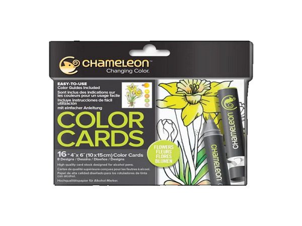 Malpostkarten Chameleon Postcard Color Cards Flowers