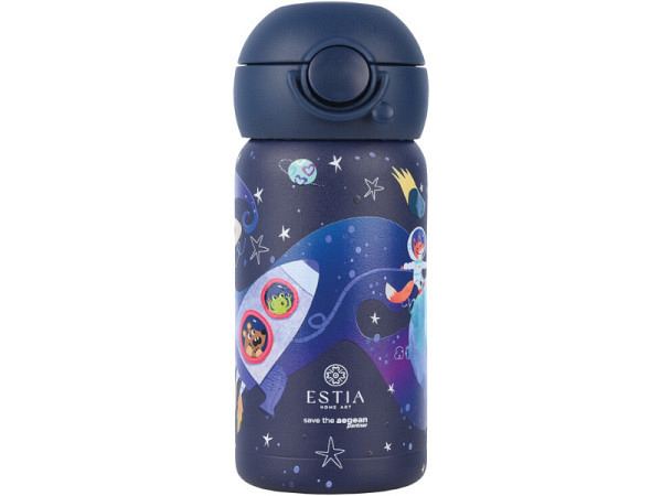 Trinkflasche Estia Kids Solar Jump, Blaue Trinkflasche mit Weltall Motiven