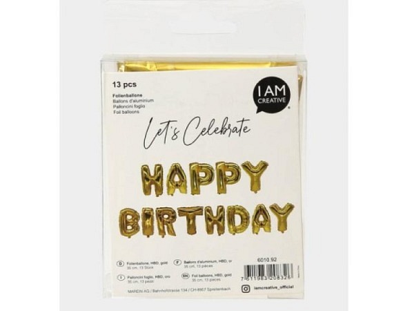 Ballone I am creative Folienballone Happy Birthday gold 13 Stk 