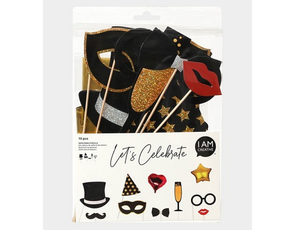 Ballone I am creative set mit 10 Stk, gold, rot und schwarz