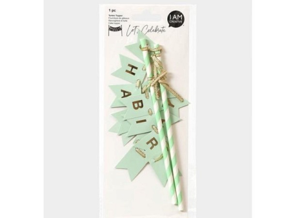 Torten Topper I am creative Happy Birth Day, mint 1Stk