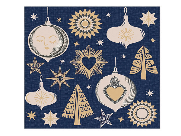 Servietten Artebene Lunch Weihnachtskugeln blau
