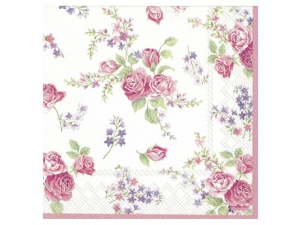 Servietten Ihr Lunch Rosamond white 20Stk. 33x33cm, 3lagig