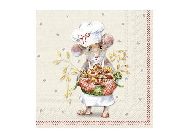 Servietten Ihr Cocktail Anna Baked cream red 20Stk. 25x25cm