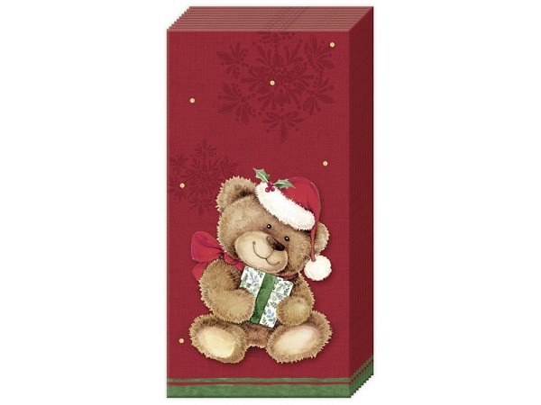 Taschentuch Ihr Christmas Teddy red 10Stk.