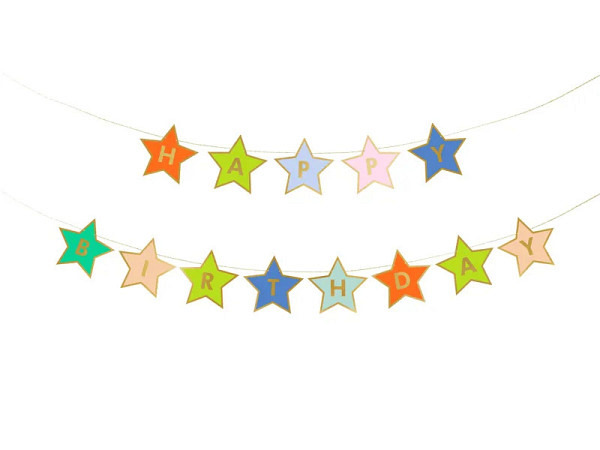 Girlande PartyDeco Happy Birthday Sterne