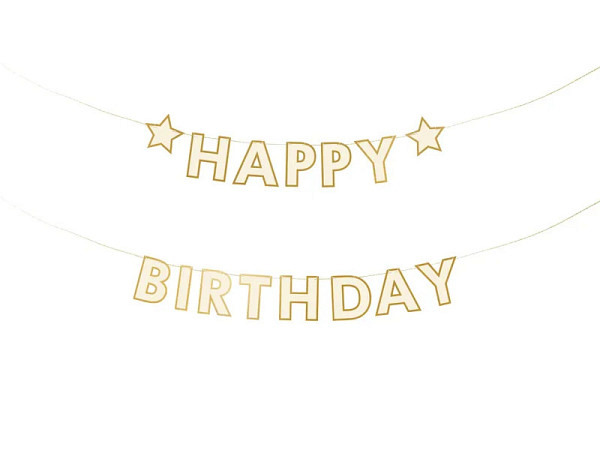 Girlande PartyDeco Happy Birthday Gold
