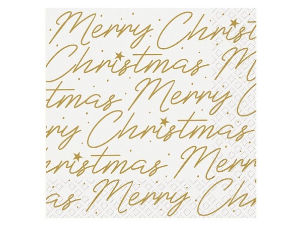 Servietten Stewo Maestro weiss mit goldigem Schriftzug Merry Christmas