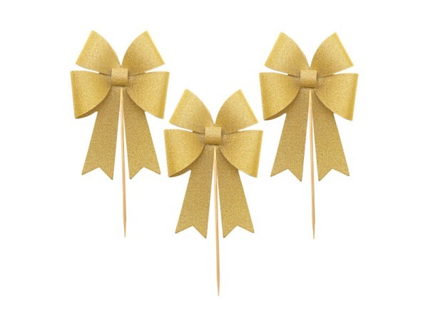 Tortentopper Rico Put a Bow on It Glitter gold, 6 Stk.