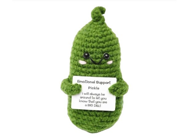 Stofftier I Am Creative gehäkeltes Mini-Plüschtier positive Gurke