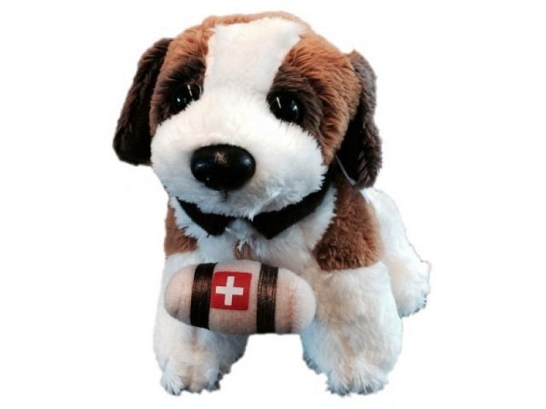 Stofftier Bernhardiner ca. 12cm mit Schnapsfass um den Hals