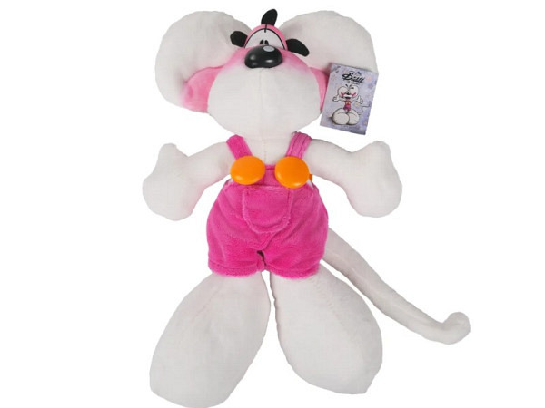 Stofftier Diddl Plüschtier Diddl in rosa Latzhose 30cm