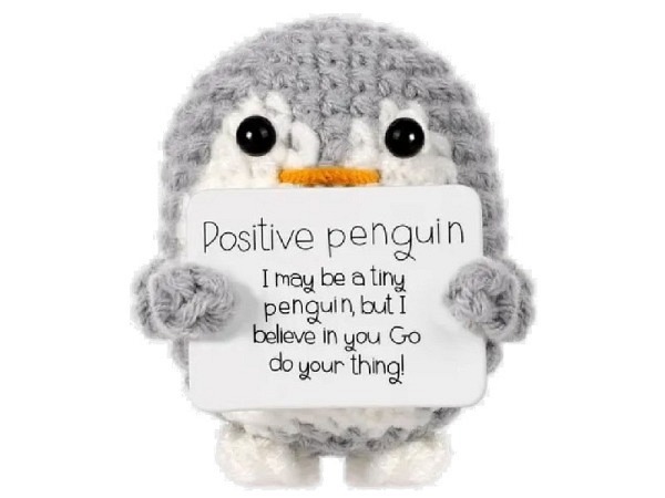 Stofftier I Am Creative gehäkeltes Mini-Plüschtier positive Pinguin