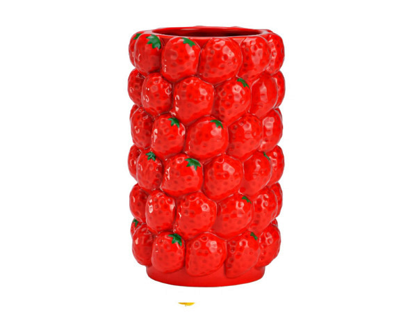 Vase Erdbeeren rot 12x19x12cm