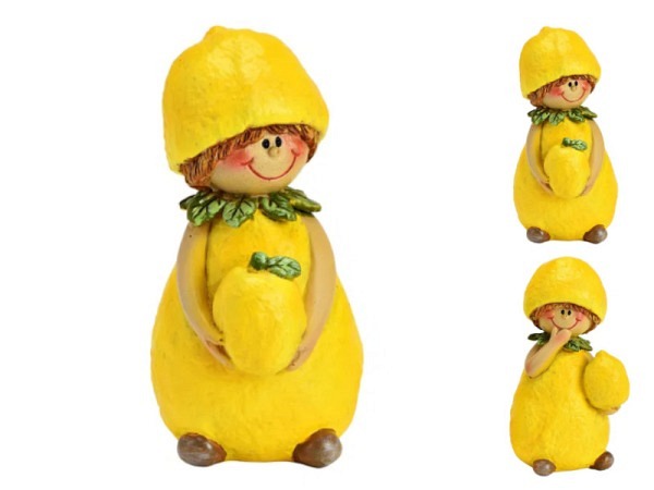 Deko Figur Zitronenkind aus Poly, 2-fach sortiert