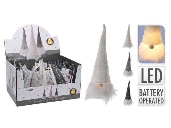Deko Wichtel mit leuchtendem Kopf LED 