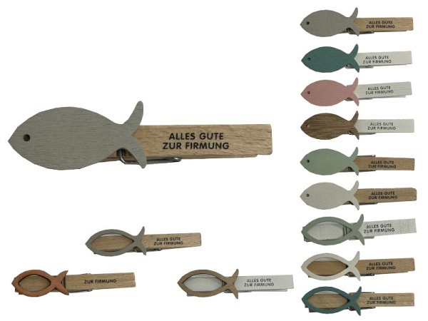 Deko Locnikar Fische auf weisser oder brauner Holzklammer