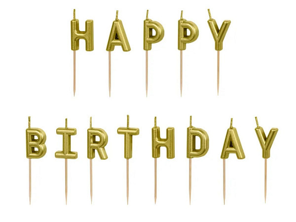 Kerzen PartyDeco Happy Birthday gold, 