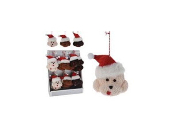 Deko Koopman Hängedeko Hund mit Weihnachtsmannmütze