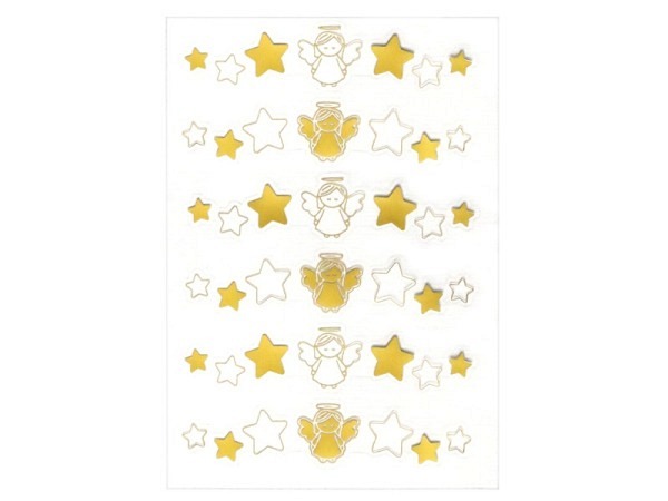 Aufkleber Artoz Sticker Transparent Engel und Sternen Girlande assortiert gold