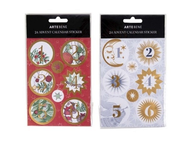 Aufkleber Artebene Adventskalender Sticker Zahlen 1-24