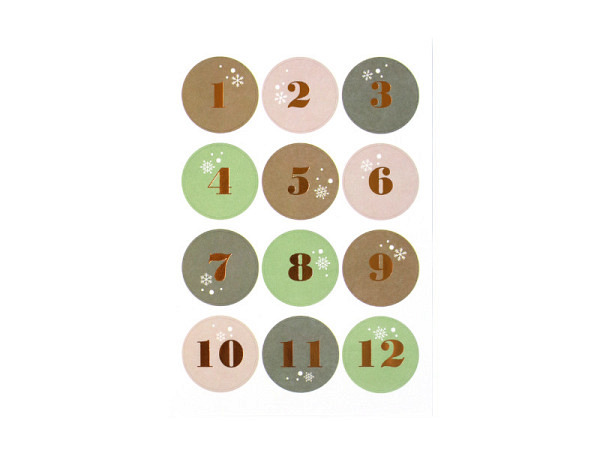 Aufkleber Artoz Adventskalender Sticker Zahlen 1-24 bunt
