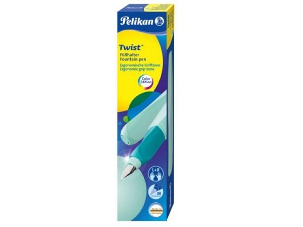 Füllfeder Pelikan Twist M neon mint, für Rechts- und Linkshänder geeignet