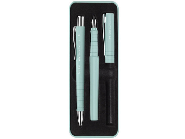 Füllfeder Faber-Castell Poly Ball Pen caribic blue Set