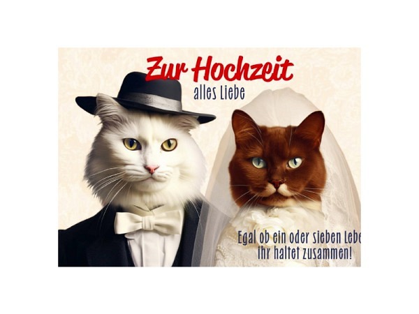 Vermählungskarte Funki Cards zwei Katzen 