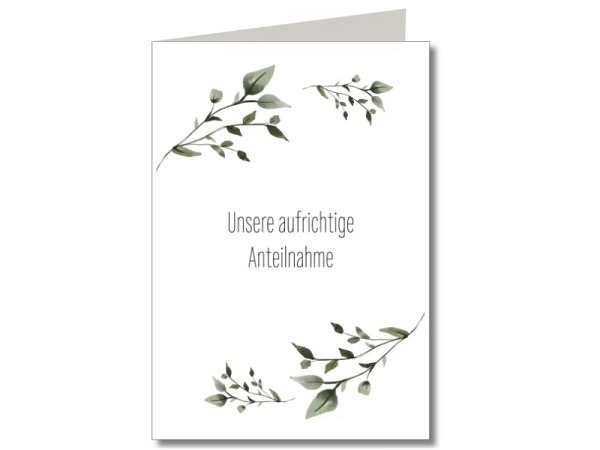 Trauerkarte Keitcards unsere aufrichtige Anteilnahme, Doppelkarte
