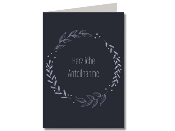 Trauerkarte Keitcards herzliche Anteilnahme, Doppelkarte