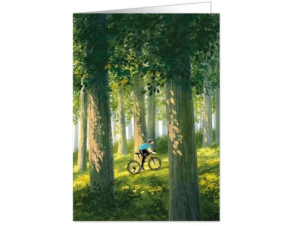 Karte Quire Ohne Text Fahrrad, Mann fährt mit Velo den Berg hinauf
