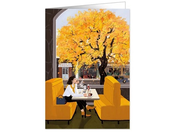 Karte Quire Frau in einem Café