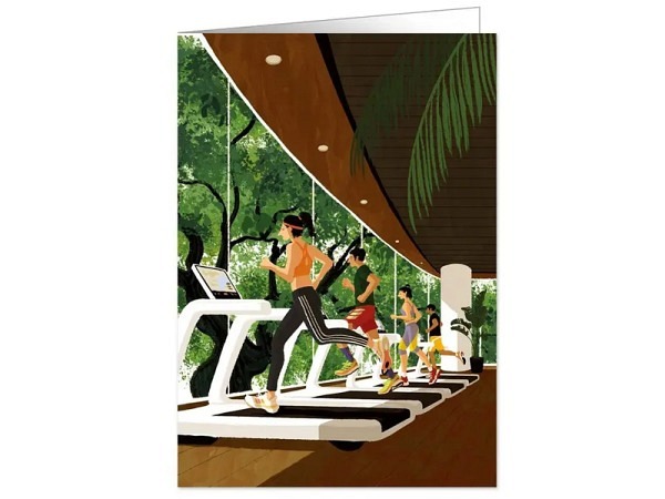 Karte Quire Frau im Fitnessstudio