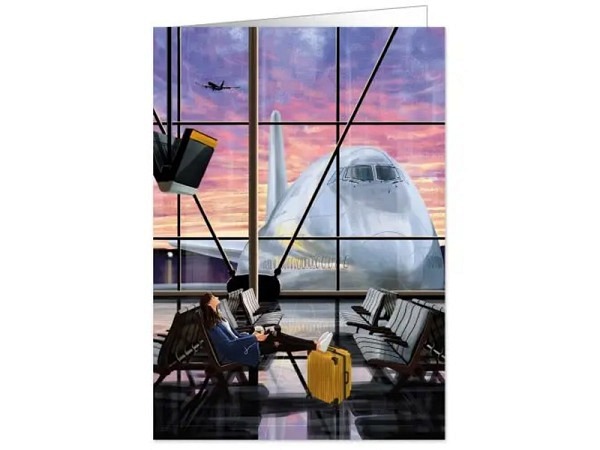 Karte Quire Frau am Flughafen