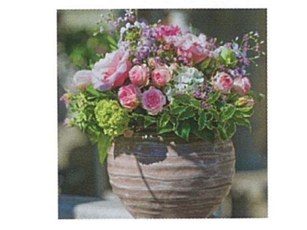 Karte Art Bula 12,2x12,2cm Strauss in Vase mit Rosen