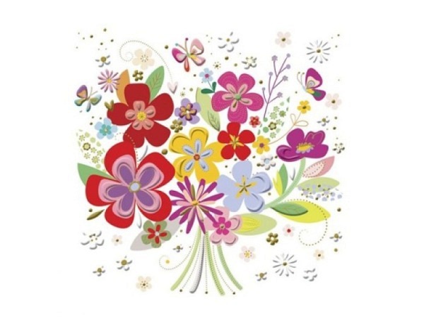 Karte Turnowsky Mini 75x75mm Blumenstrauss mit Schmetterlingen