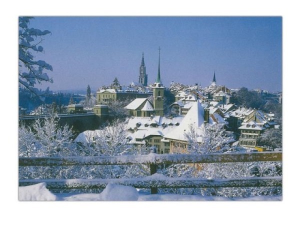 Karte Wefo-Verlag Winter Bern Blick auf Stadt mit Münster