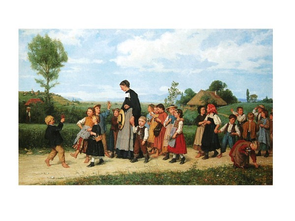 Karte Kunstverlag Anker Albert Der Schulspaziergang 1872