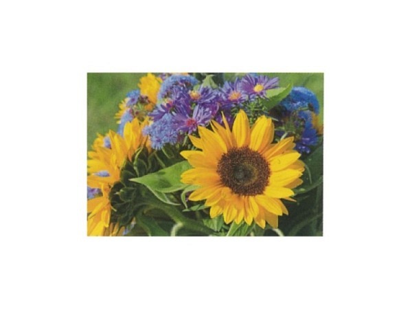 Karte Art Bula 12,2x17,5cm, Sonnenblume mit violetten Blumen