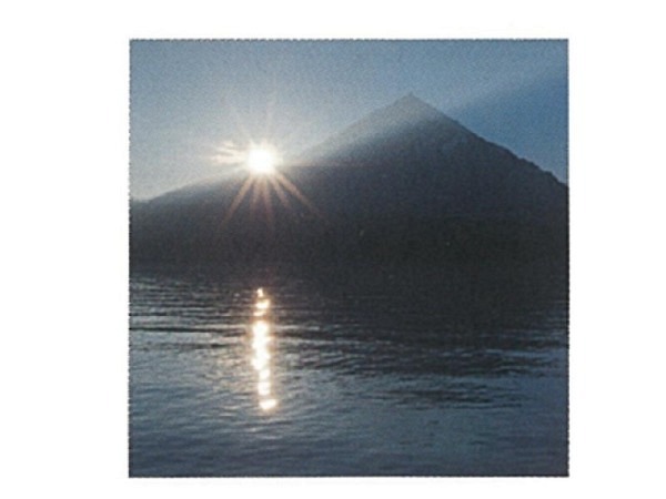 Karte Art Bula 12,2x12,2cm See und Berg in Abendsonne