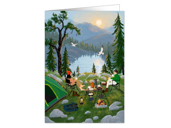 Karte Quire Frau und Mann Camping