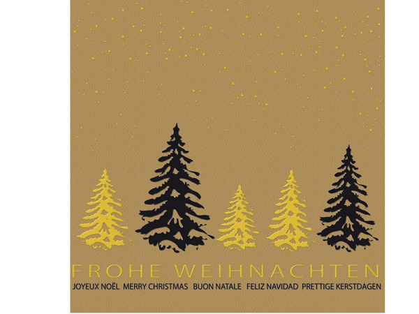 Weihnachtskartenbox Borer 5er Box Tannenbäume in schwarz und gold