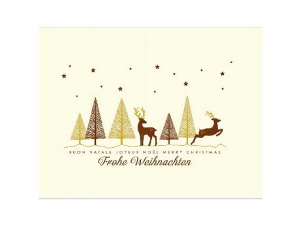 Weihnachtskarte Borer 3er Set Tanne und Hirsch A5 21x14,8cm quer