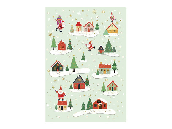 Weihnachtskarte Turnowsky B6 11,5x17cm Städtchen grün